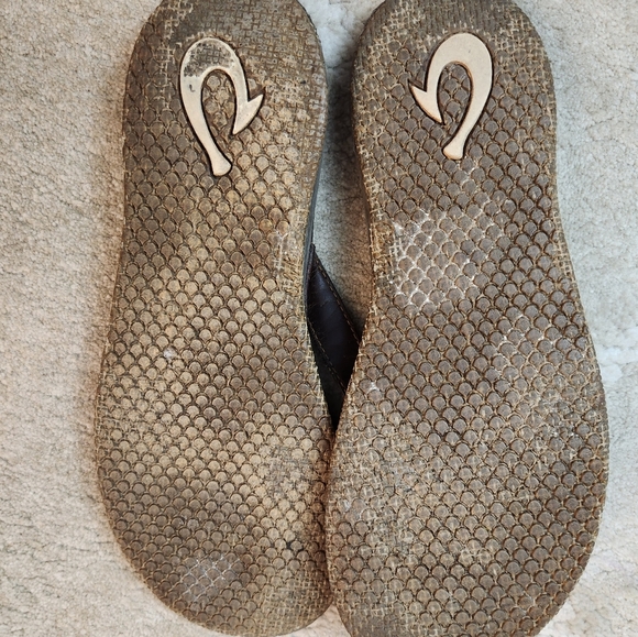 Olukai Paniolo Flip Flops Womens US Women's 9 Sandals Distressed Leather Slides - Picture 5 of 6